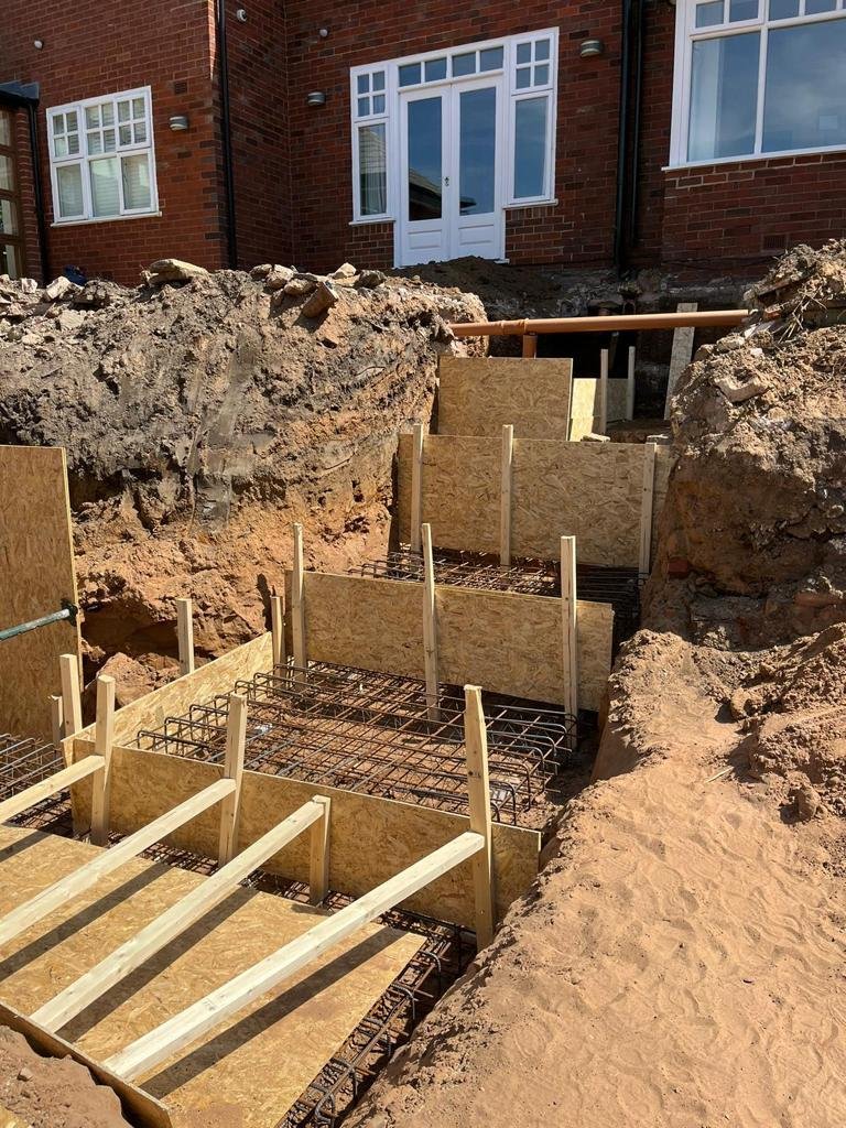 Foundation formwork and reinforcement steel for an extension rebuild