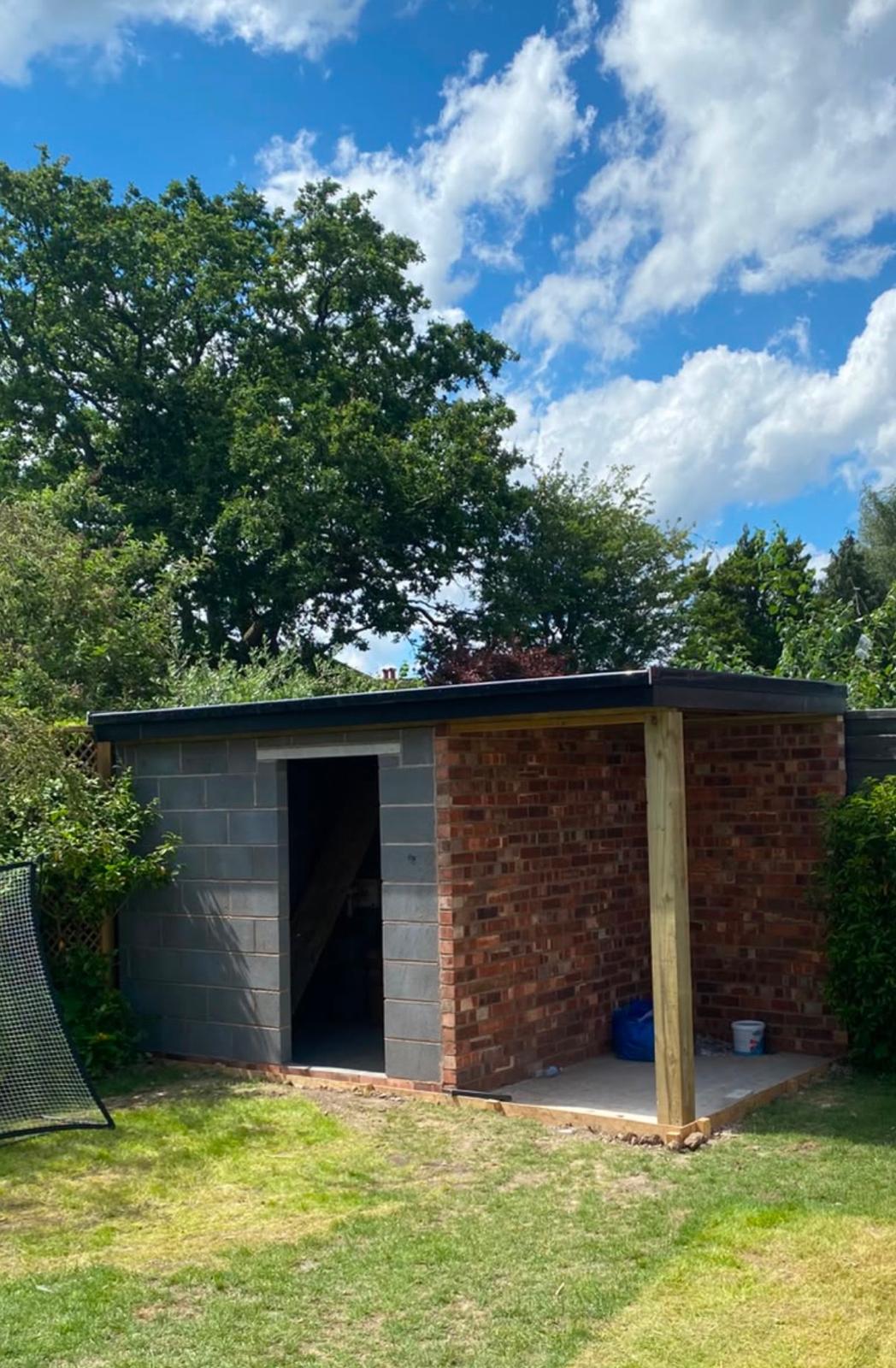 Completed brick and block garden room extension built by Pavedway