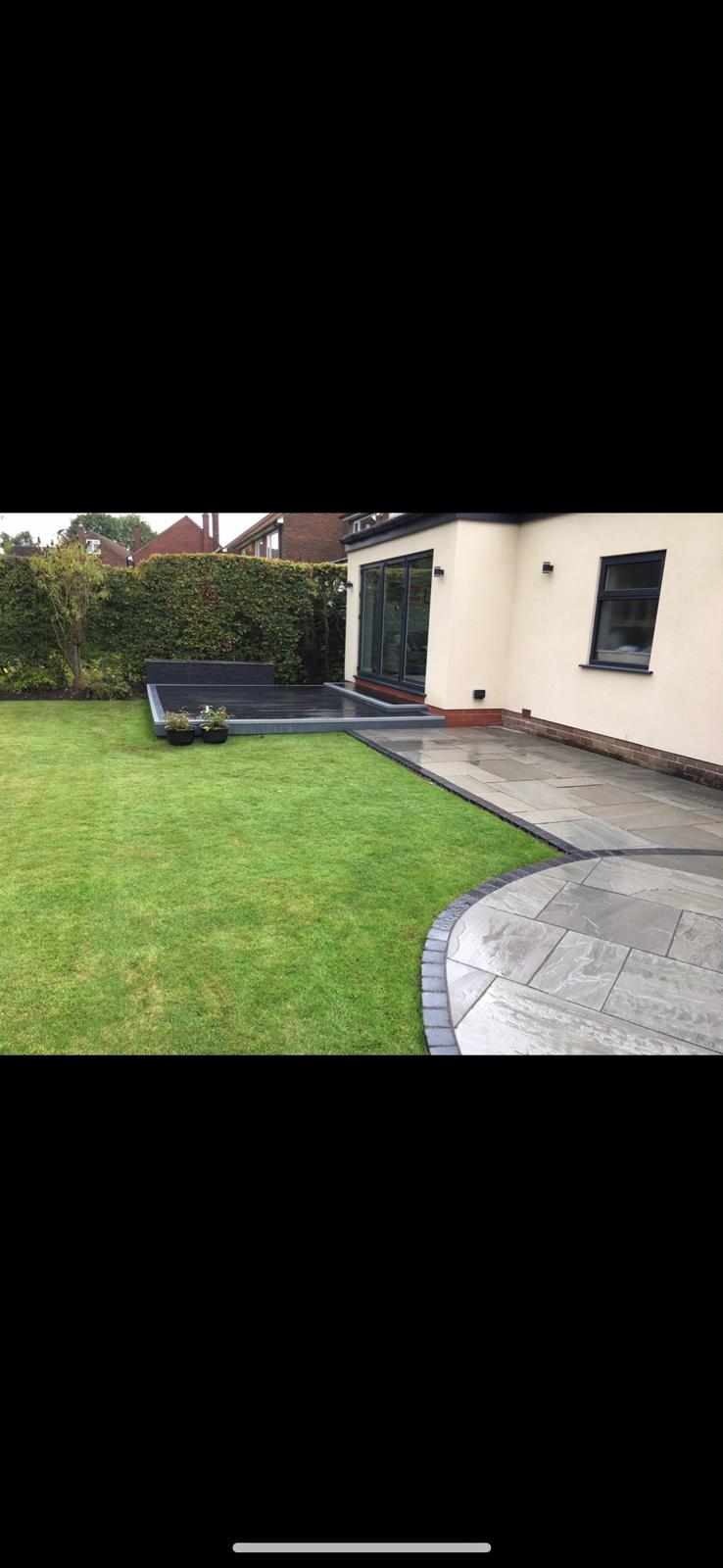 Modern circular porcelain patio and deck garden finished by Pavedway