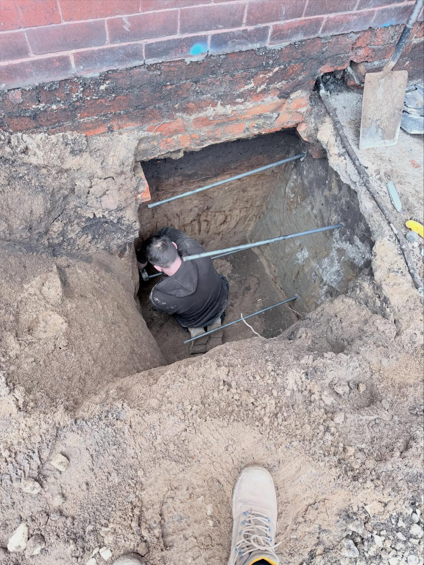External wall structural work mid-build
