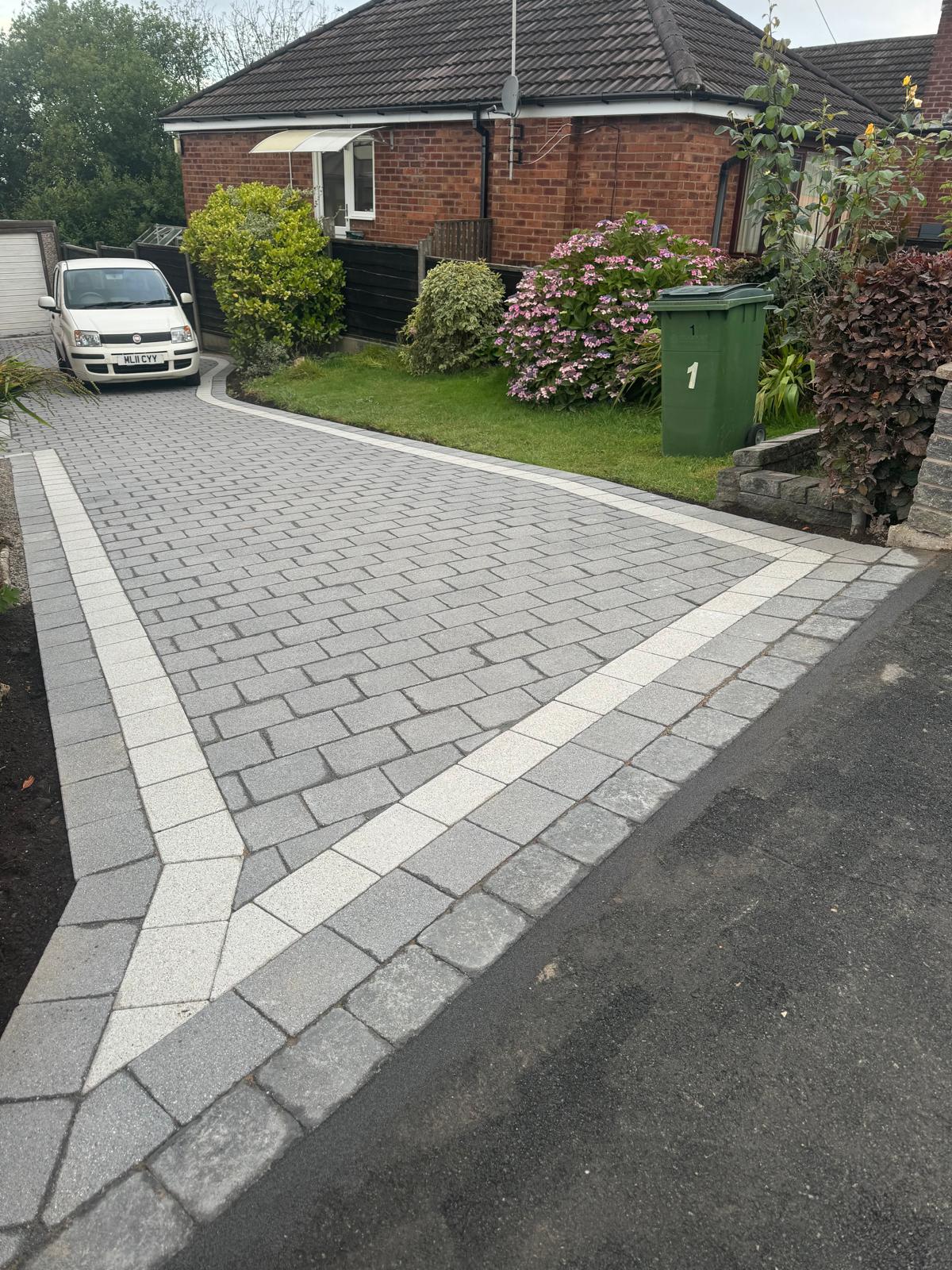 Two-tone block paving driveway finished by Pavedway